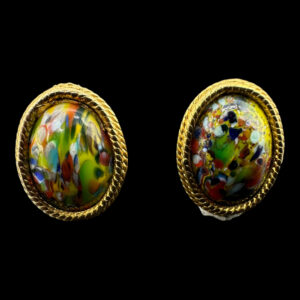 Nineteen Sixties Classic Accessocraft Artwork Glass Earrings