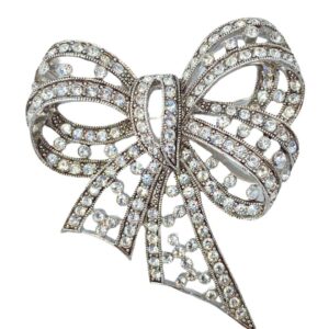 Charming Classic Joan Rivers Rhinestone Bow Brooch