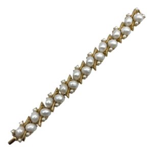 Traditional Trifari Gold-Plated Fake Pearl Bracelet