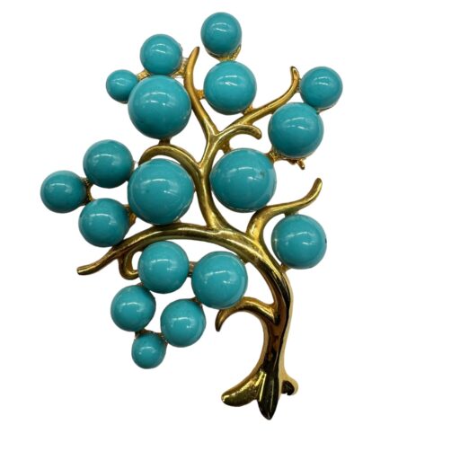 Retro Imitation Turquoise Tree Brooch