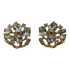 Beautiful Nineteen Fifties Trifari Rhinestone Clip-On Earrings